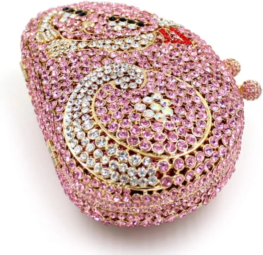 Women Rhinestone Evening-Bag Chain Wedding Clutch-Purse Luxury Handbag Cat