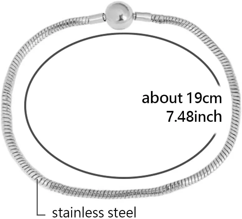 Women Snake Chain for Bracelets Charm Personalized Gifts for Granddaughter Daughter Mom BFF Wife Birthday Stainless Steel Anniversary