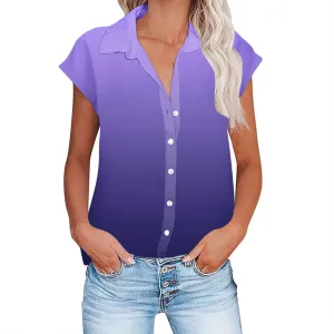 Women Summer Cotton Linen Tops Short Sleeve Button Down Shirts Trendy Dressy Blouse Tops Casual Chambray Clothes 2024