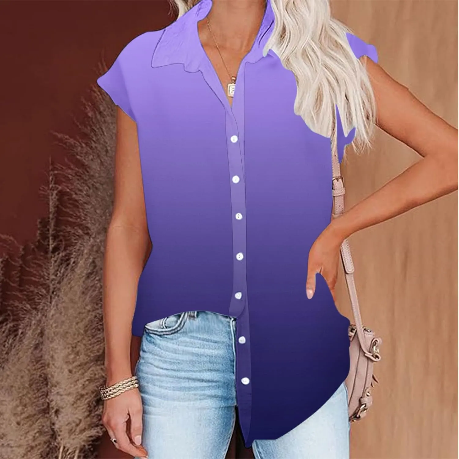 Women Summer Cotton Linen Tops Short Sleeve Button Down Shirts Trendy Dressy Blouse Tops Casual Chambray Clothes 2024