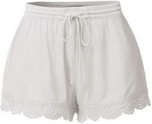 Women's 2024 Casual Shorts Elastic Drawstring Waist Lightweight Short Trousers Comfy Breathable Athletic Shorts Lace Homewear
