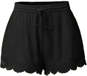 Women's 2024 Casual Shorts Elastic Drawstring Waist Lightweight Short Trousers Comfy Breathable Athletic Shorts Lace Homewear