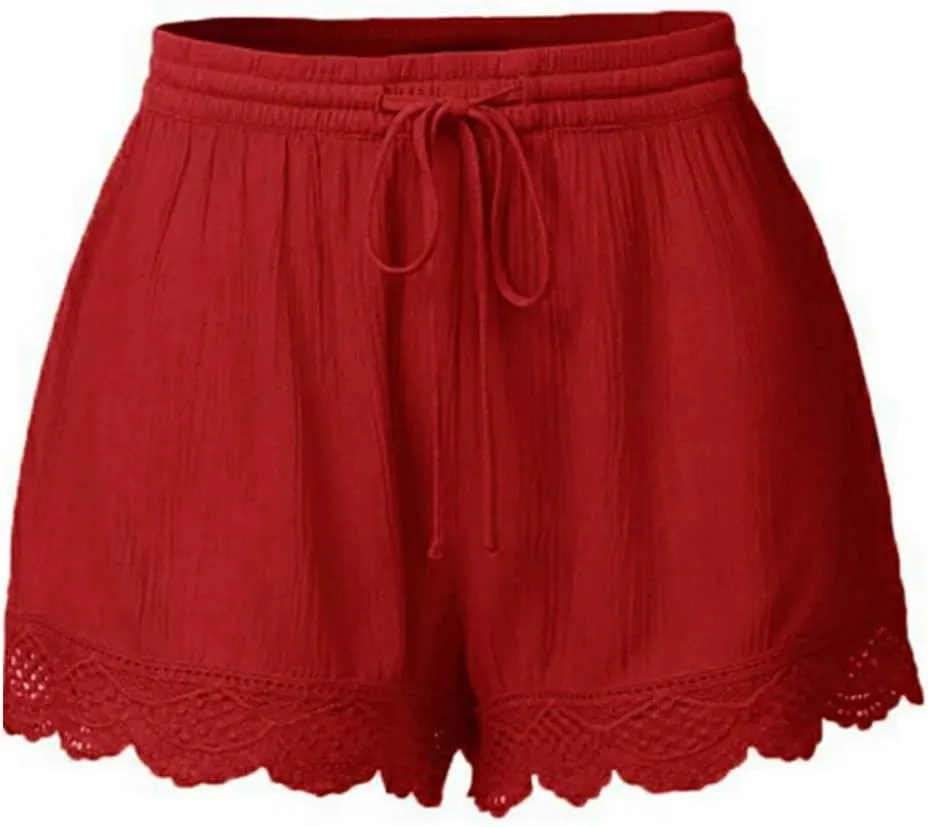 Women's 2024 Casual Shorts Elastic Drawstring Waist Lightweight Short Trousers Comfy Breathable Athletic Shorts Lace Homewear