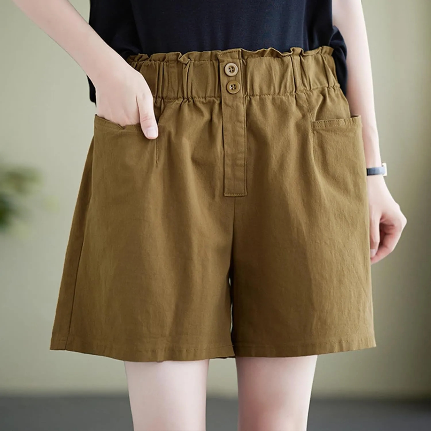 Women's Bermuda Shorts Elastic High Waisted Workout Cargo Pants Lounge Lightweight Breathable Hiking Pants