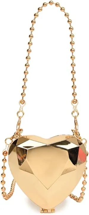 Womens Chain Strap Crossbody Bag Evening Clutch Bag Heart Shaped Evening Handbag Acrylic Shoulder Bag for Party