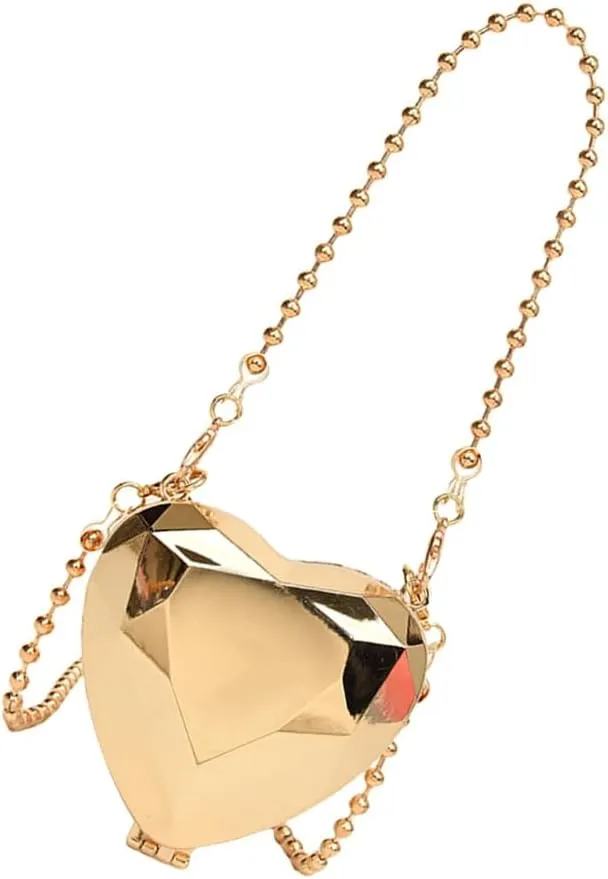 Womens Chain Strap Crossbody Bag Evening Clutch Bag Heart Shaped Evening Handbag Acrylic Shoulder Bag for Party