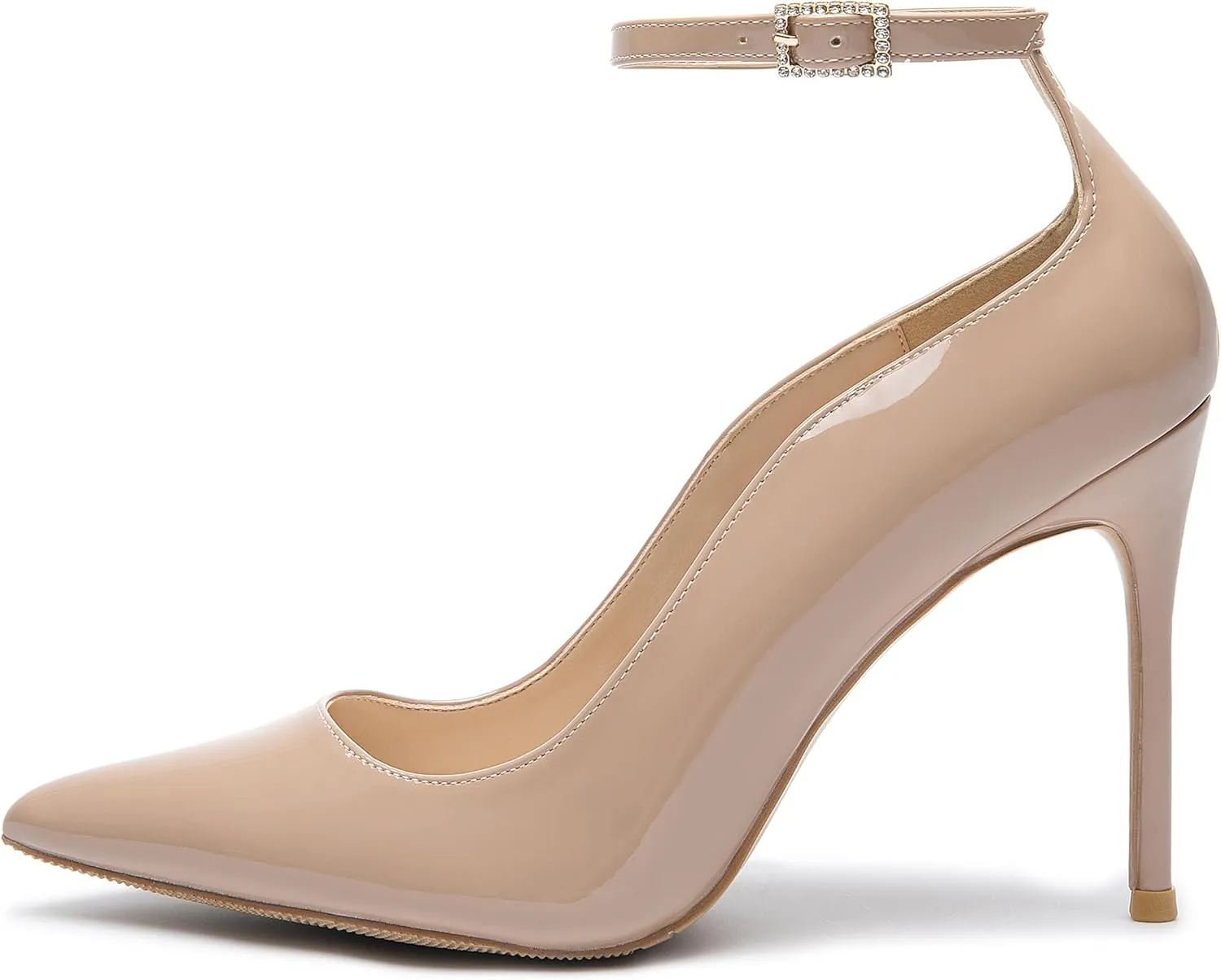 Women's Closed Toe Pointed Toe High Heels Pumps 4IN Stiletto Heels for Women Ankle Strap Dress Wedding Shoes