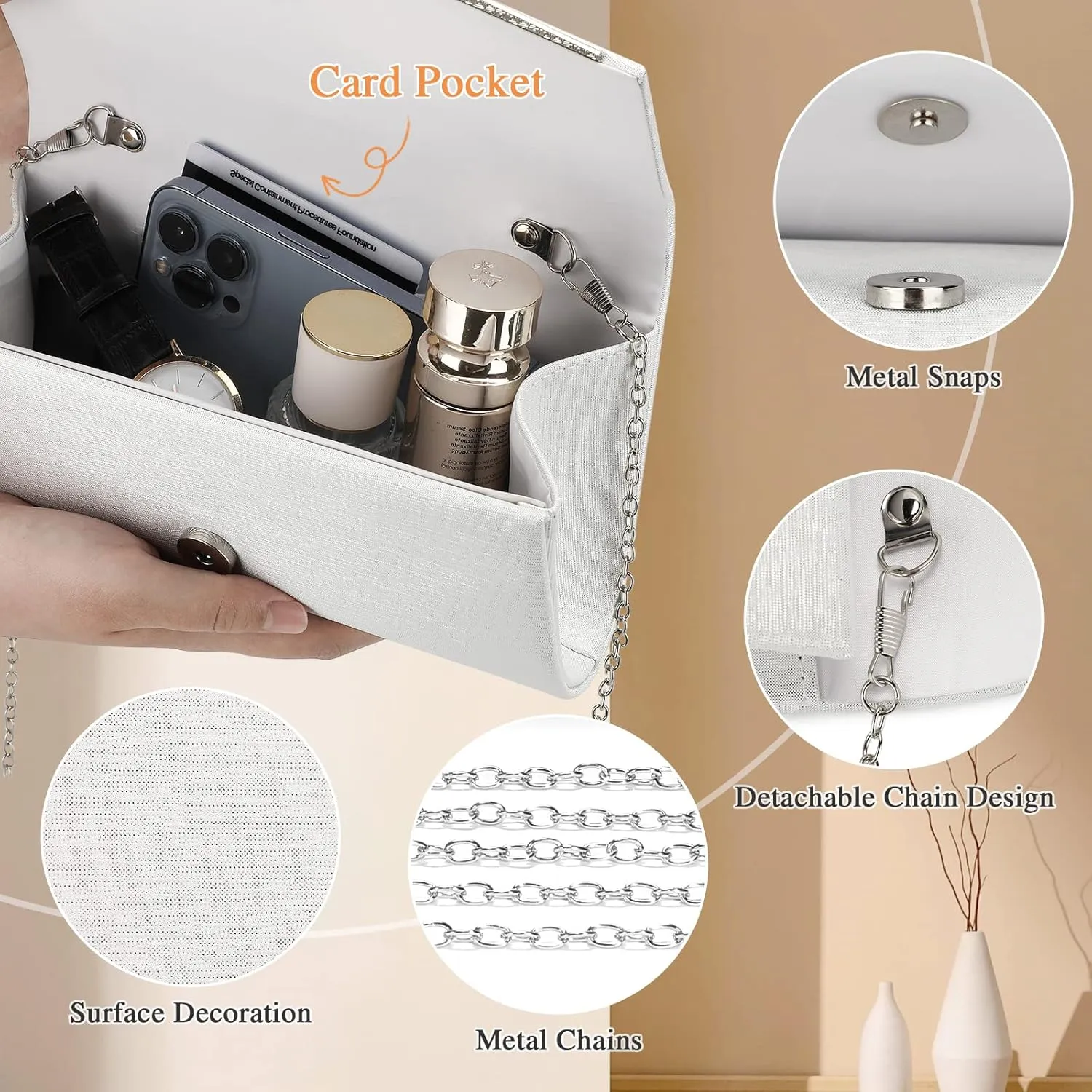 Womens Evening Clutch Bag Elegant Cocktail Bridal Handbag Wedding Party Purse