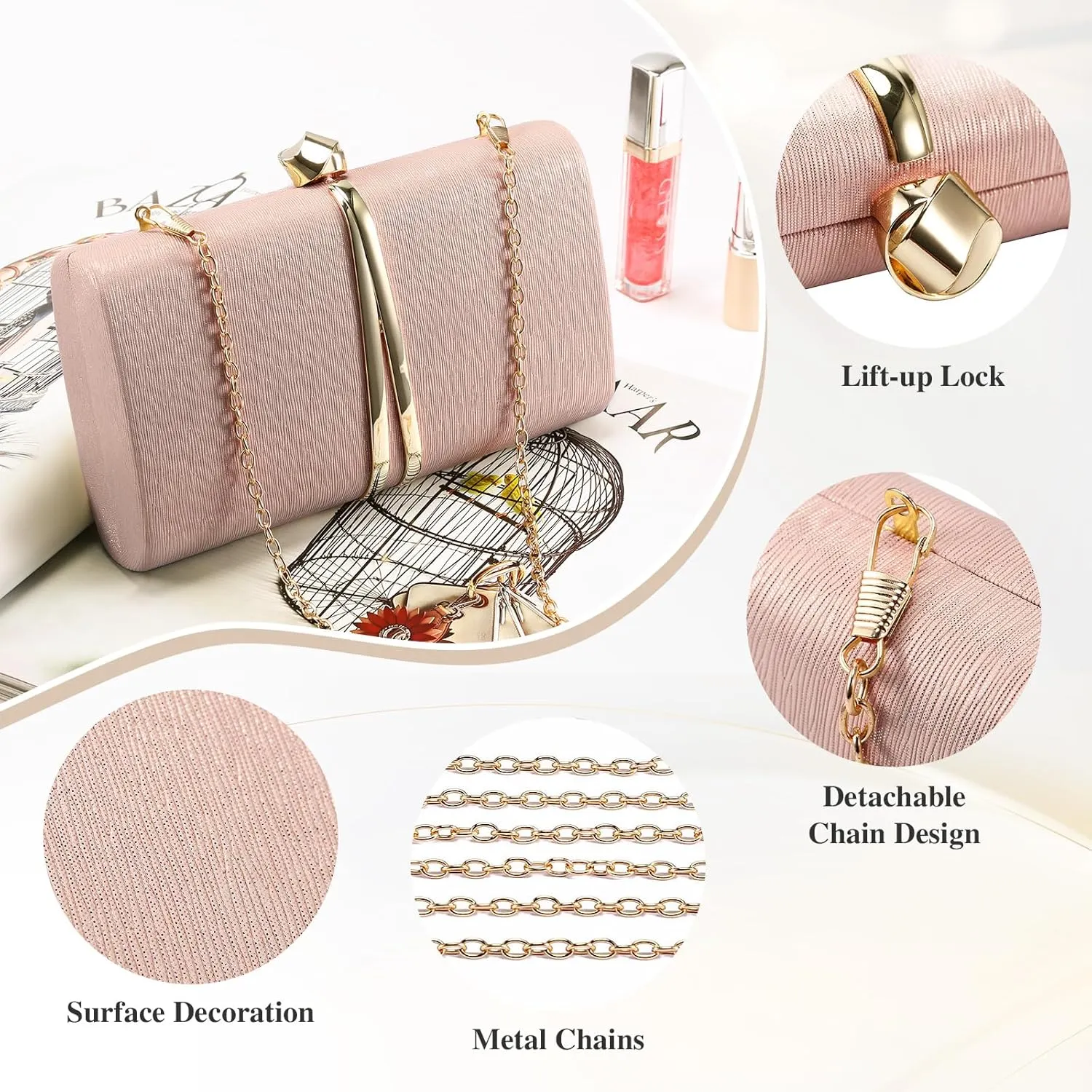 Womens Evening Clutch Bag Elegant Cocktail Bridal Handbag Wedding Party Purse