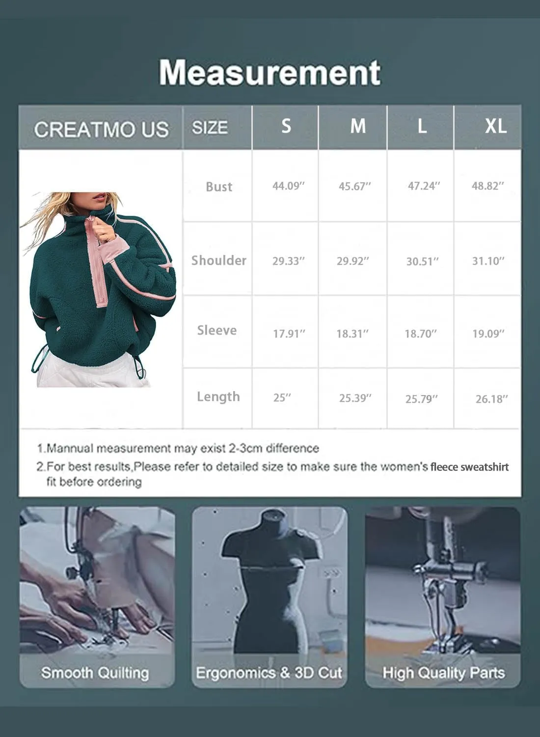 Women's Fleece Sweatshirts Half Zip Pullover Long Sleeve Oversized Workout Crop Tops Hoodie with Pocket