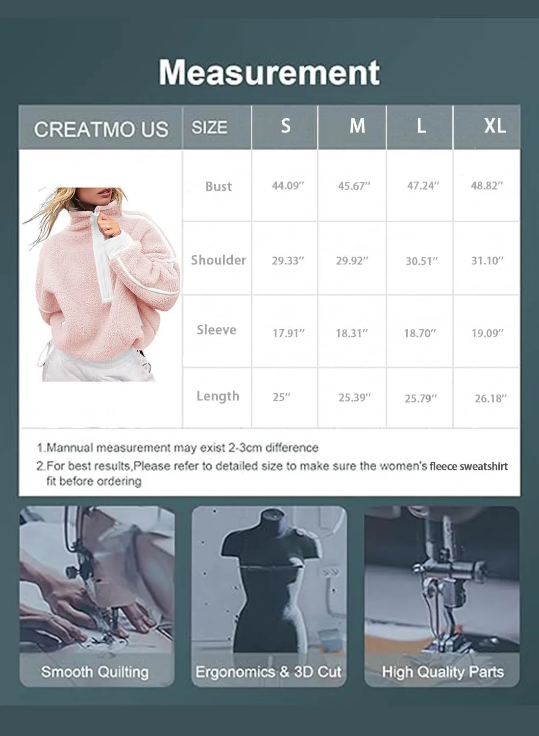 Women's Fleece Sweatshirts Half Zip Pullover Long Sleeve Oversized Workout Crop Tops Hoodie with Pocket