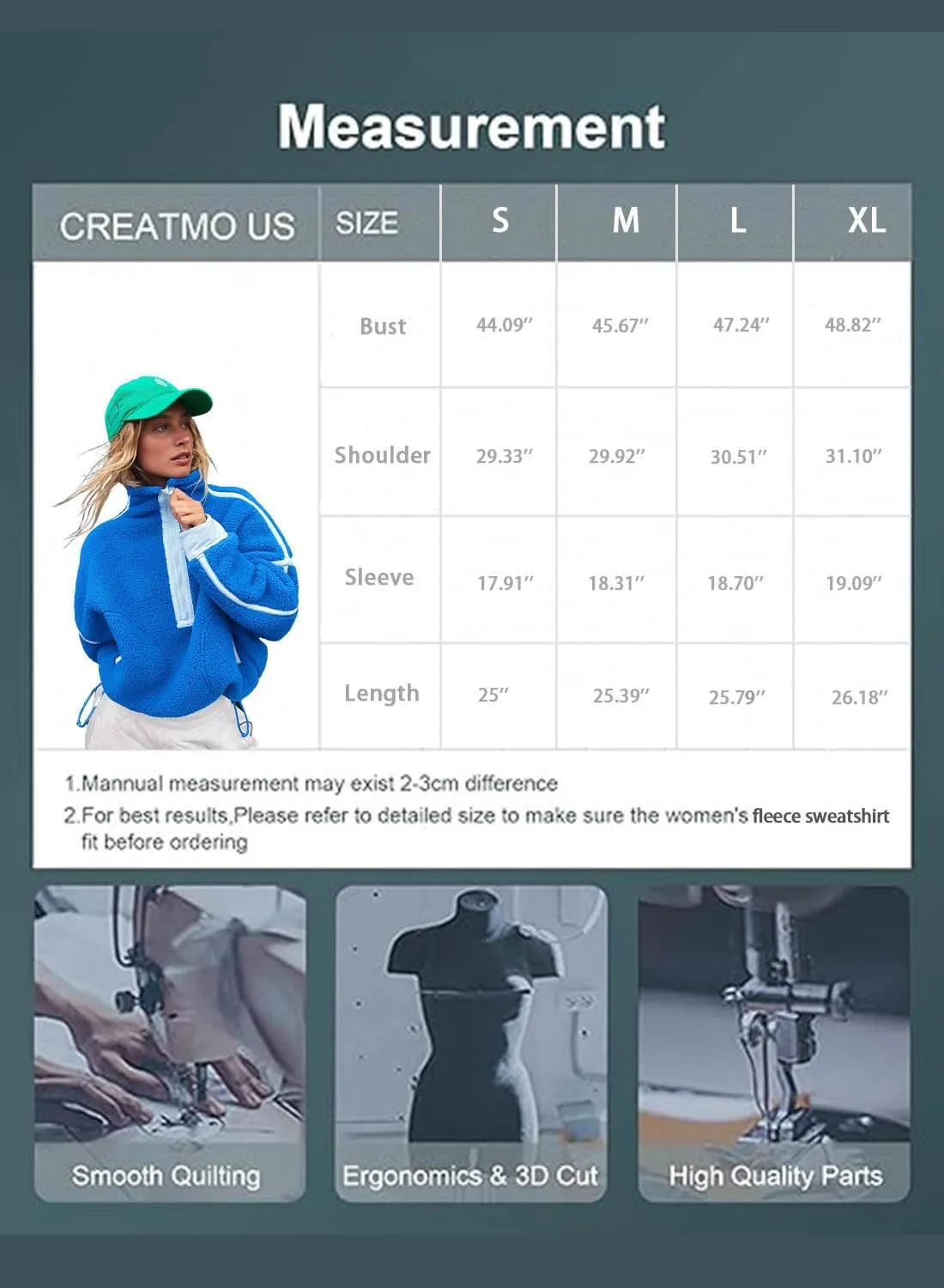 Women's Fleece Sweatshirts Half Zip Pullover Long Sleeve Oversized Workout Crop Tops Hoodie with Pocket