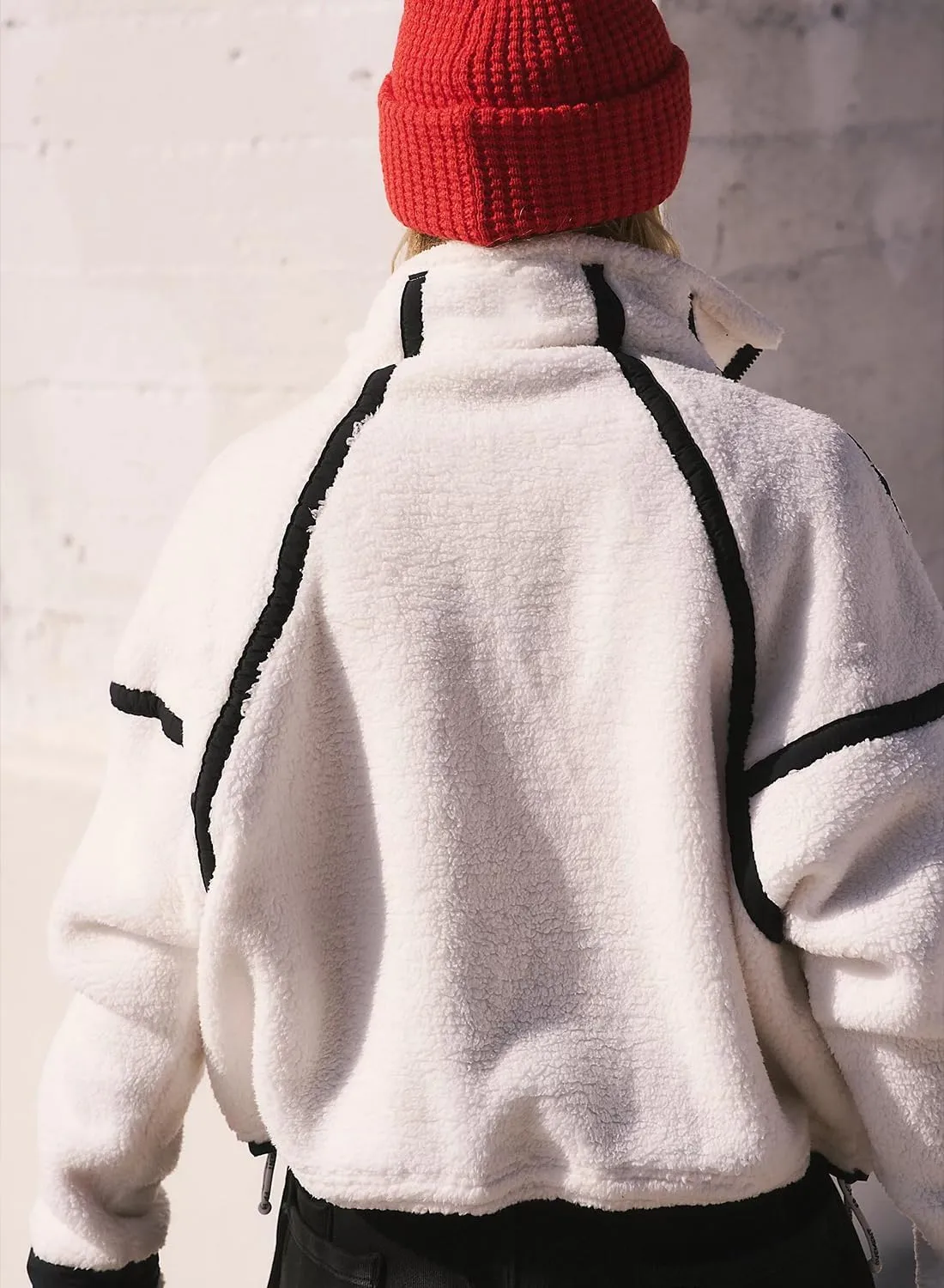Women's Fleece Sweatshirts Half Zip Pullover Long Sleeve Oversized Workout Crop Tops Hoodie with Pocket