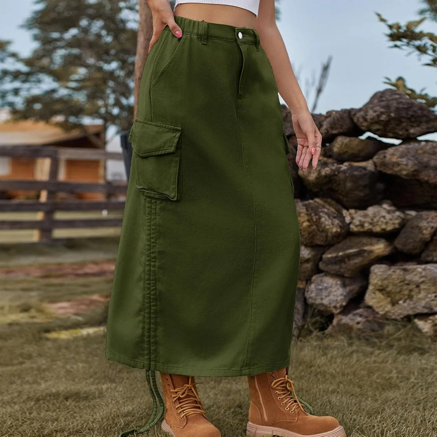 Women's Jeans Skirt Trendy Button High Waisted Skirt Teen Girls Loose Fit A-Line Going Out Streetwear Jean Skirt