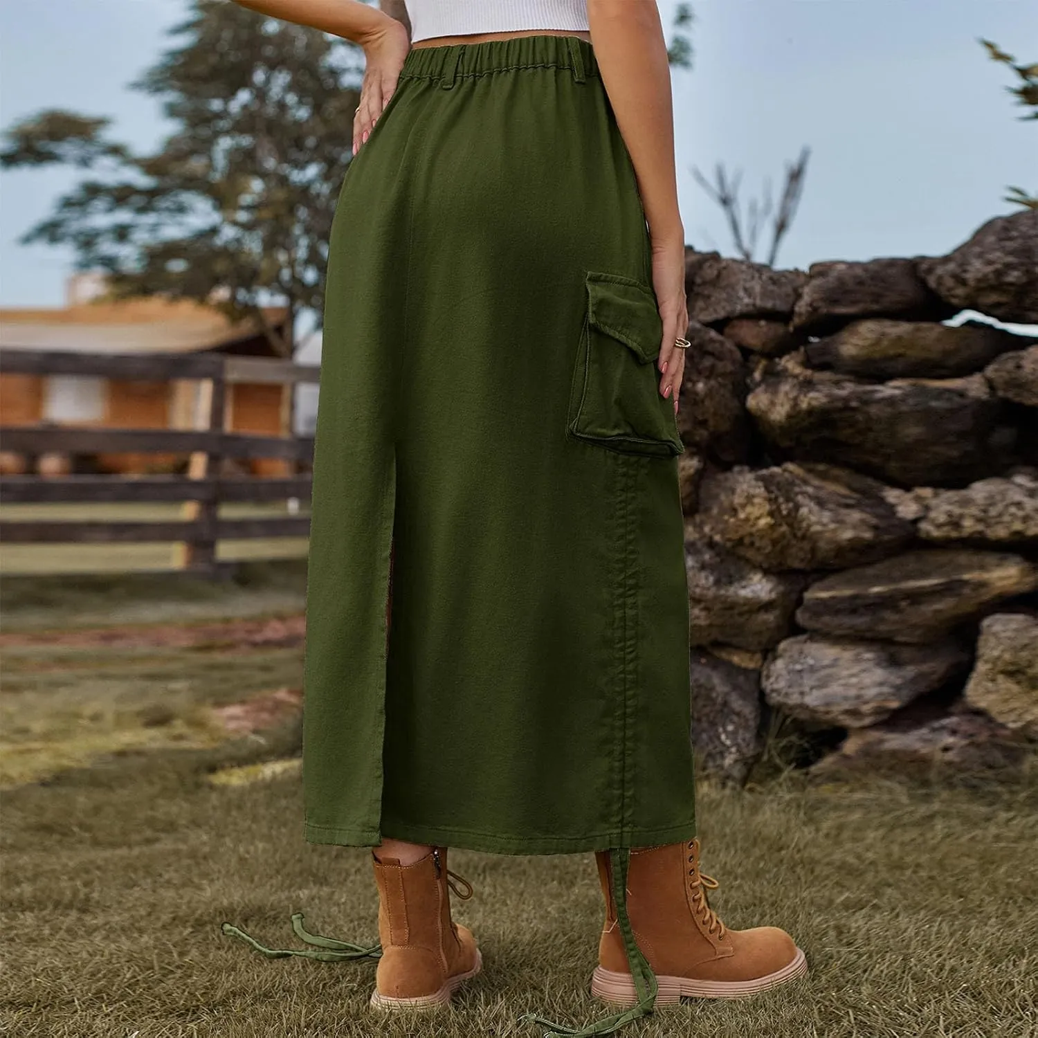 Women's Jeans Skirt Trendy Button High Waisted Skirt Teen Girls Loose Fit A-Line Going Out Streetwear Jean Skirt