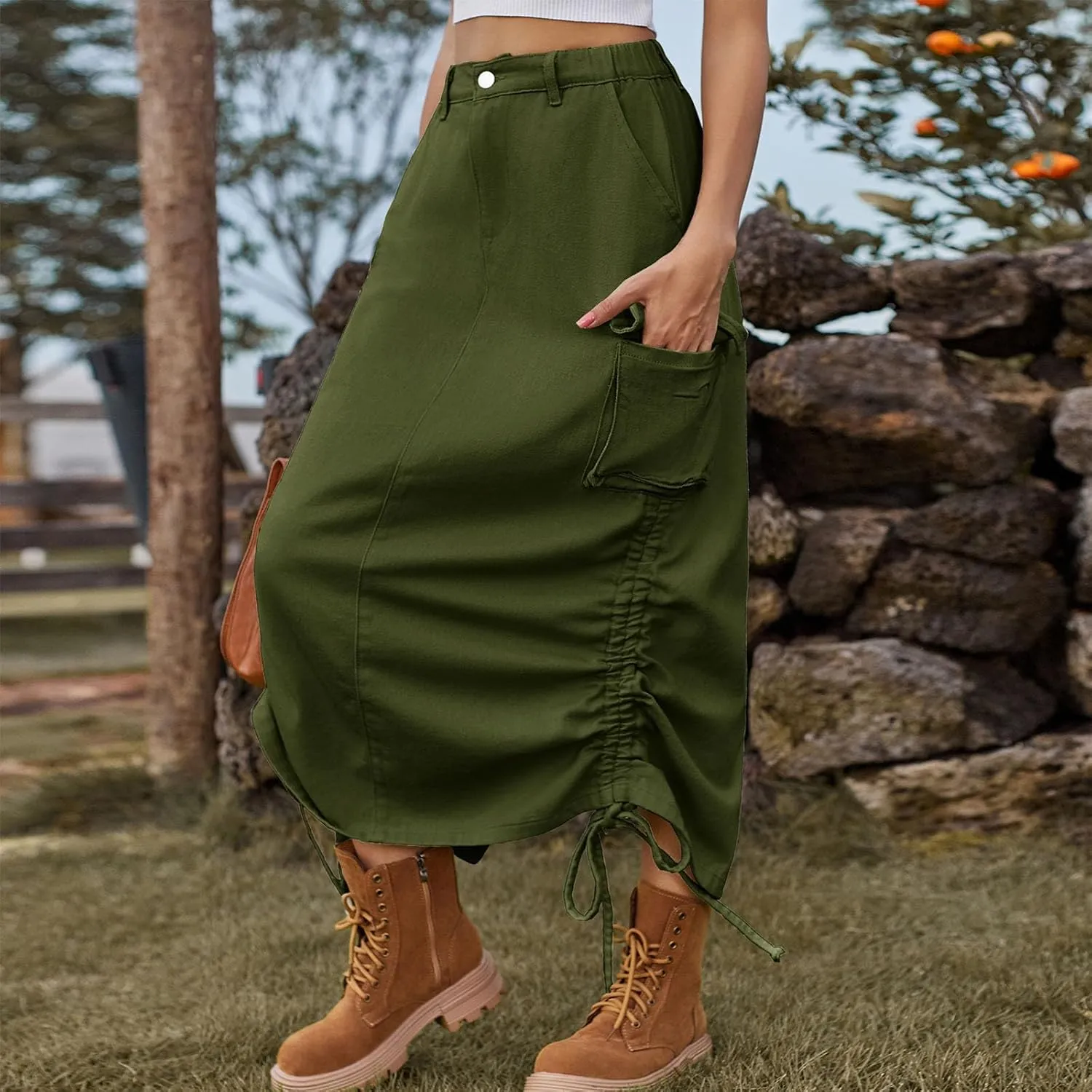 Women's Jeans Skirt Trendy Button High Waisted Skirt Teen Girls Loose Fit A-Line Going Out Streetwear Jean Skirt