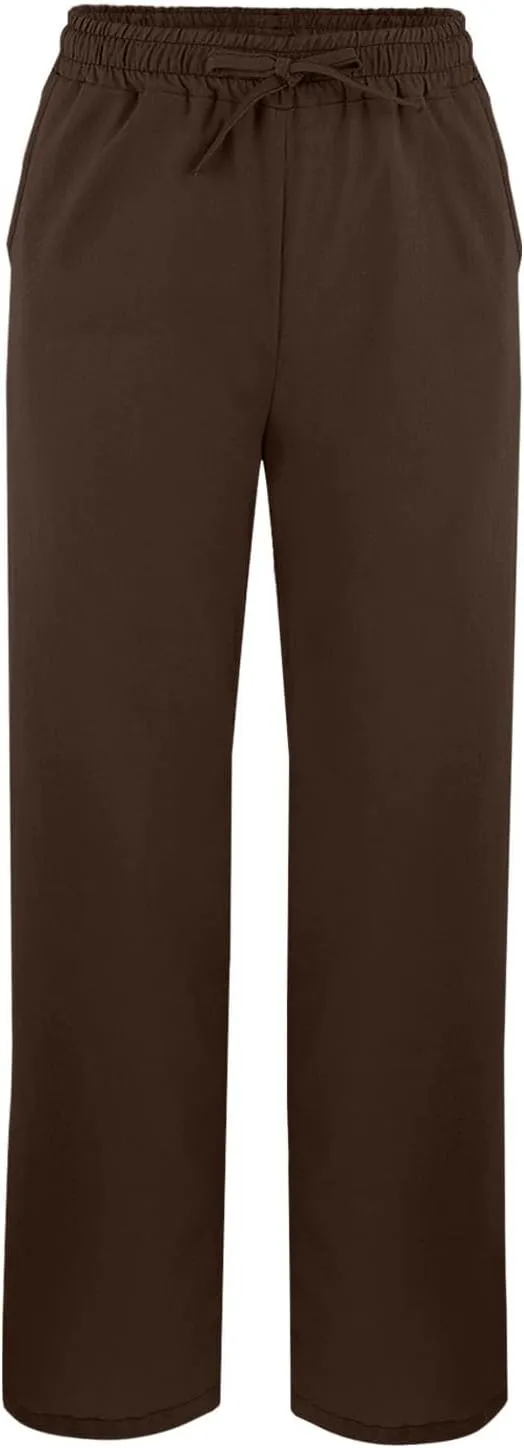 Women's Linen Pants with Drawstring & Split Hem - Summer Casual Linen Trousers Elastic Waist Lightweight Capris