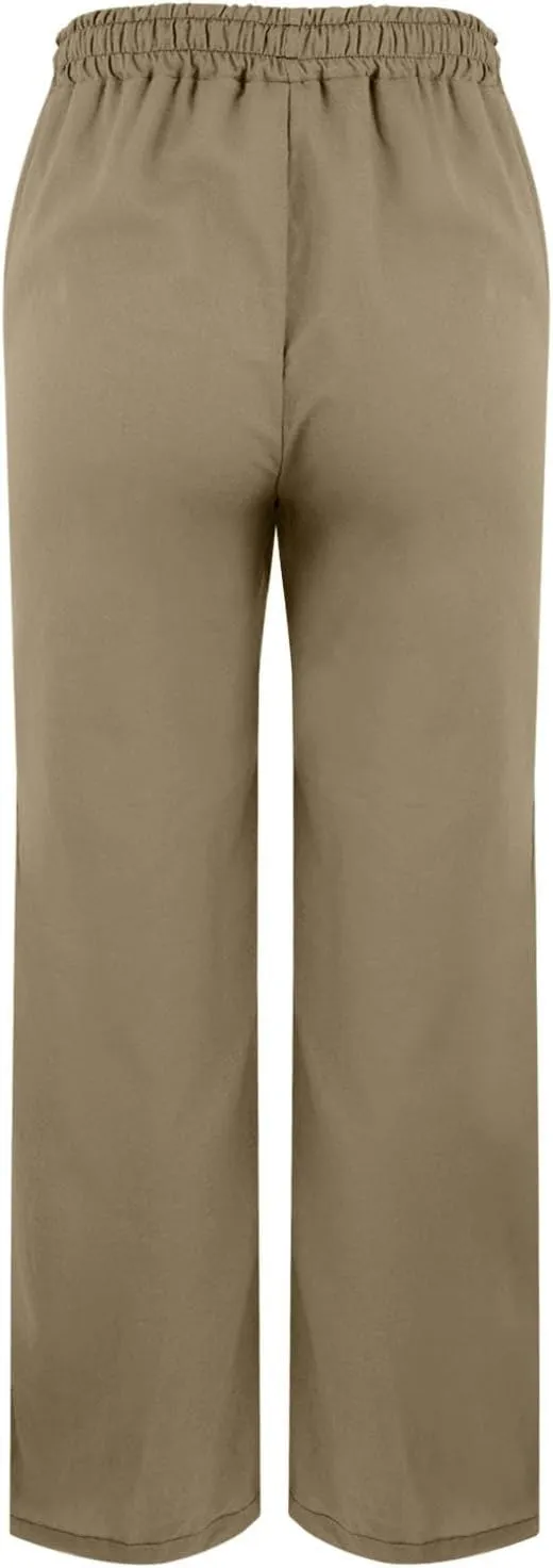 Women's Linen Pants with Drawstring & Split Hem - Summer Casual Linen Trousers Elastic Waist Lightweight Capris