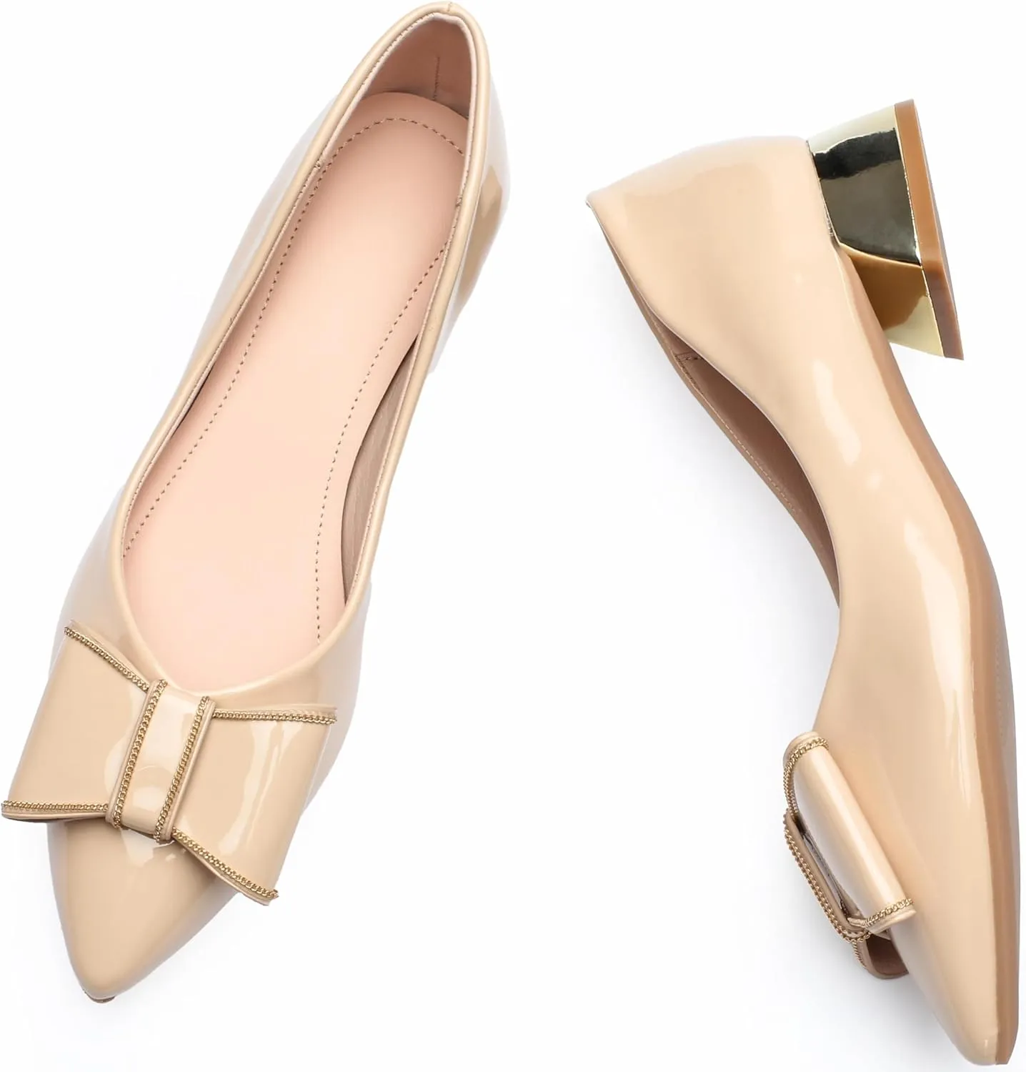 Women's Low Block Chunky Heels Pumps Shoes Pointed Toe Closed Toe Work Pumps Comfortable Slip-on Heels