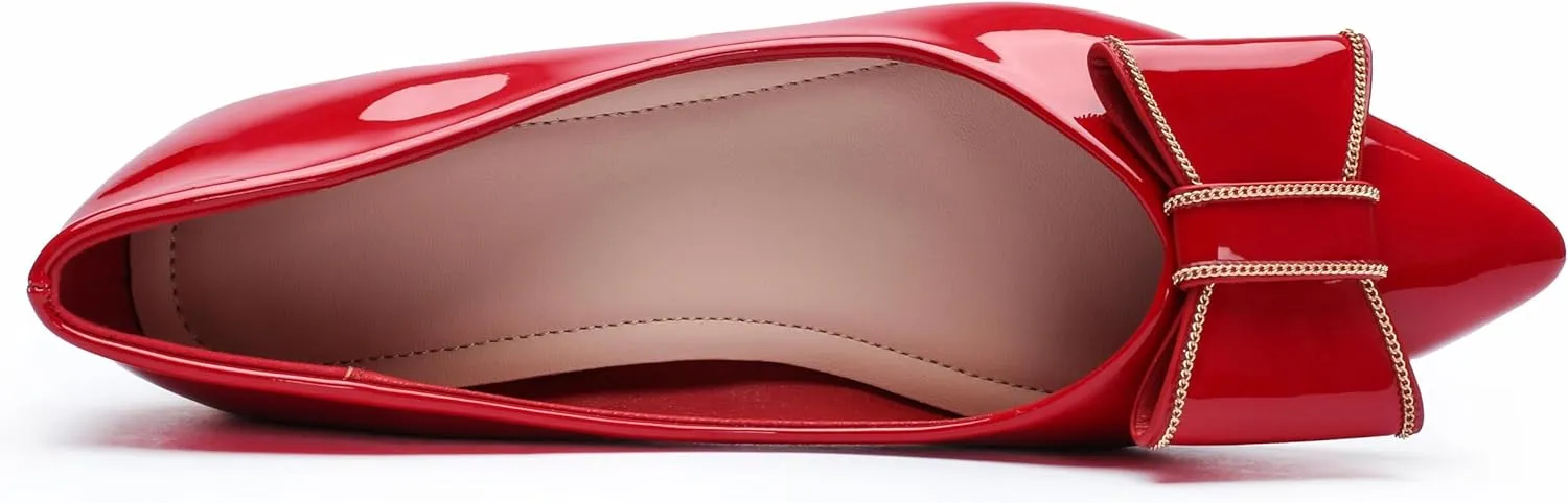 Women's Low Block Chunky Heels Pumps Shoes Pointed Toe Closed Toe Work Pumps Comfortable Slip-on Heels