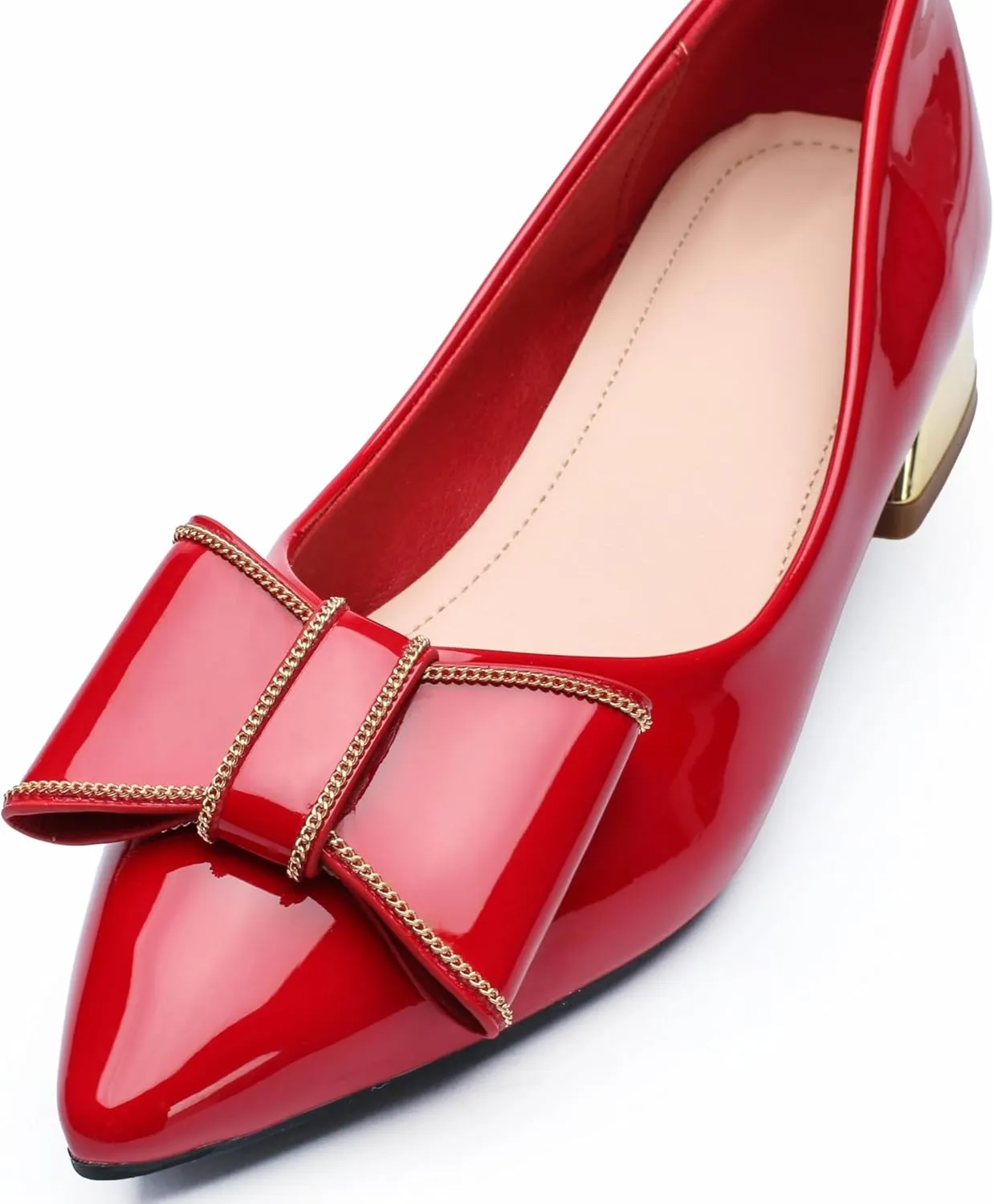 Women's Low Block Chunky Heels Pumps Shoes Pointed Toe Closed Toe Work Pumps Comfortable Slip-on Heels