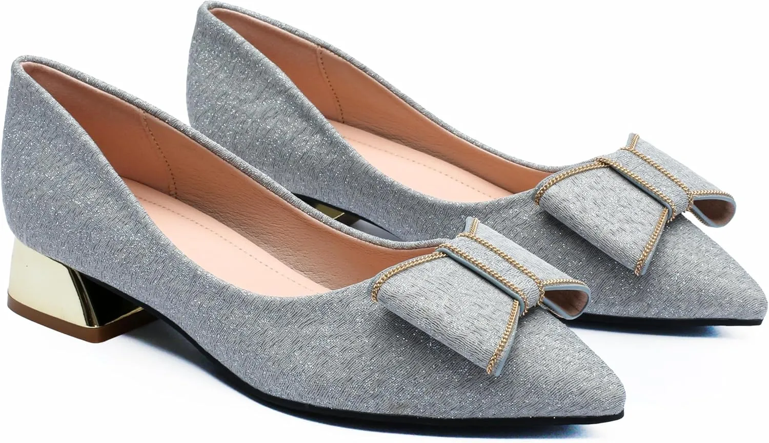 Women's Low Block Chunky Heels Pumps Shoes Pointed Toe Closed Toe Work Pumps Comfortable Slip-on Heels