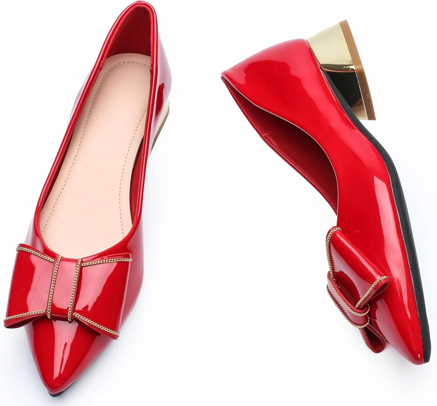 Women's Low Block Chunky Heels Pumps Shoes Pointed Toe Closed Toe Work Pumps Comfortable Slip-on Heels