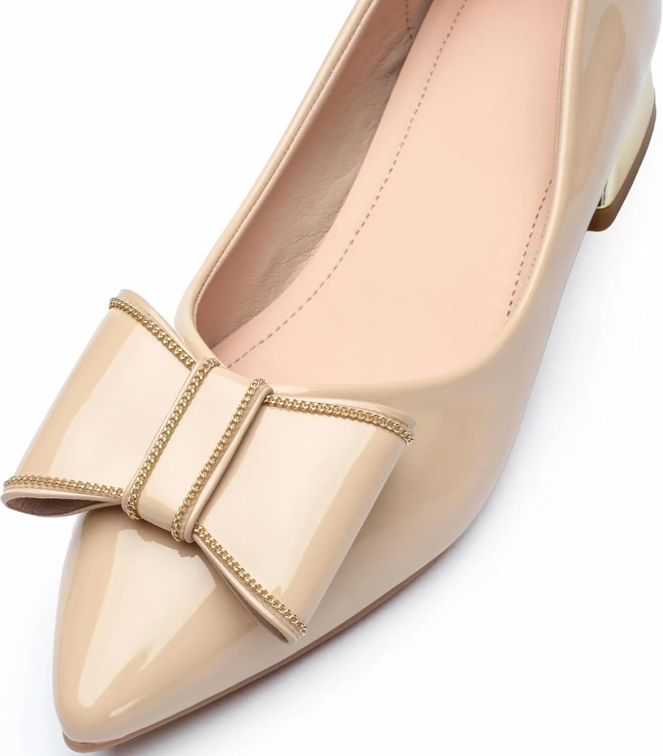 Women's Low Block Chunky Heels Pumps Shoes Pointed Toe Closed Toe Work Pumps Comfortable Slip-on Heels