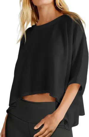 Womens Oversized T Shirts Casual Short Sleeve Summer Shirts Workout Crop Tops Loose Athletic Basic Tees