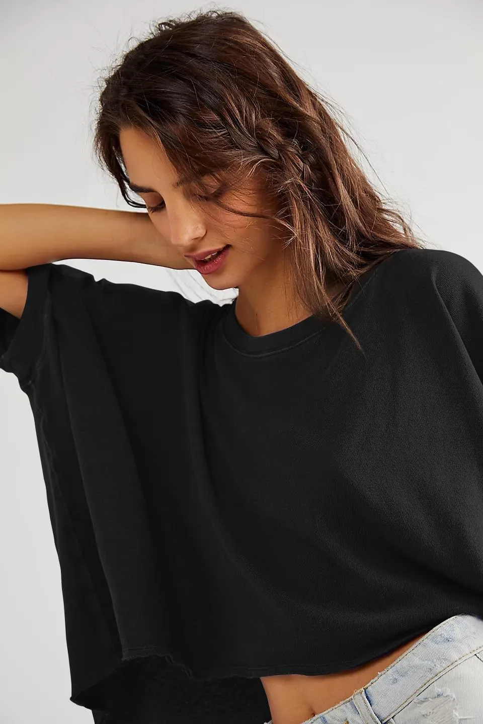 Womens Oversized T Shirts Casual Short Sleeve Summer Shirts Workout Crop Tops Loose Athletic Basic Tees