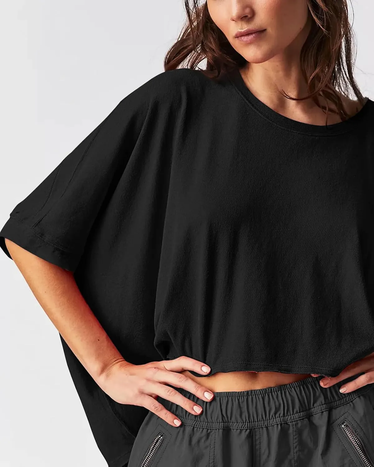 Womens Oversized T Shirts Casual Short Sleeve Summer Shirts Workout Crop Tops Loose Athletic Basic Tees