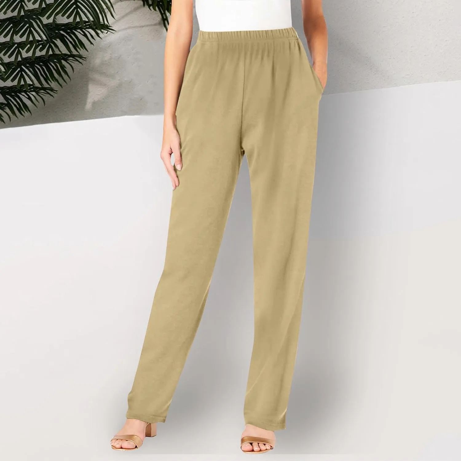 Women's Pants 2025 Drawstring Elastic Waist Long Lounge Trousers Summer Loose Lightweight Palazzo Trousers with Pockets
