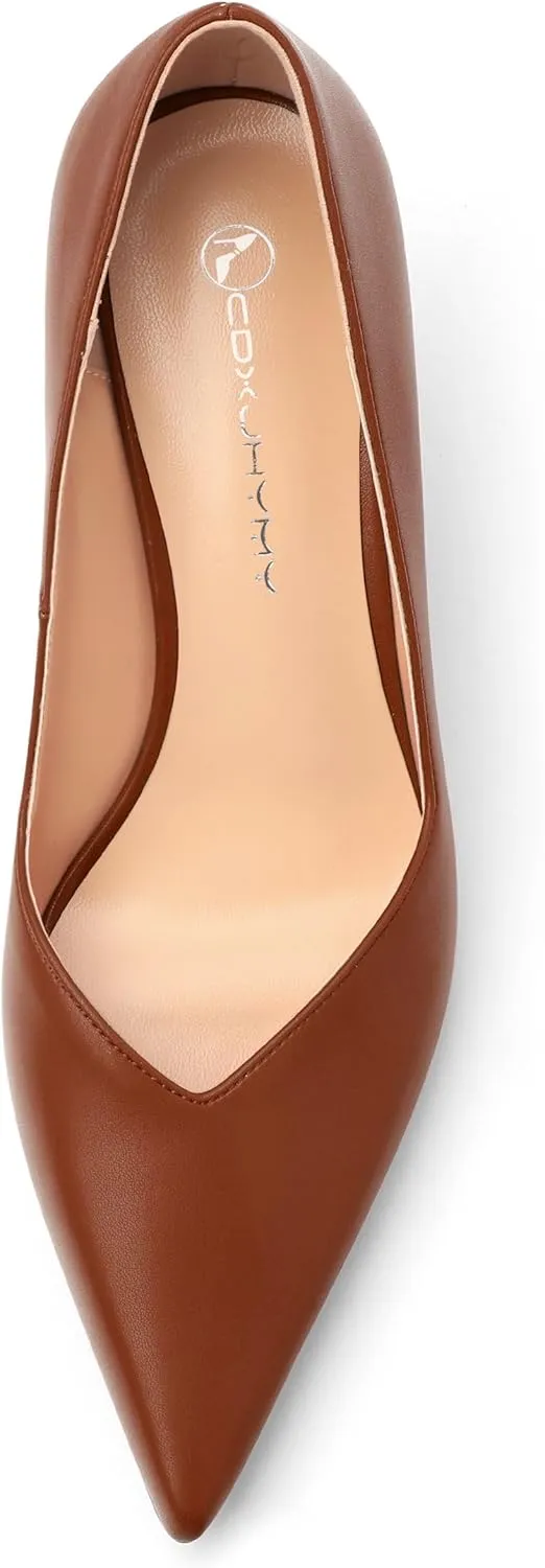 Women's Pumps, Pointed Closed Toe Kitten Heels for Women, Comfortable Mid Heel Women's Dress Shoes 2.5 inch