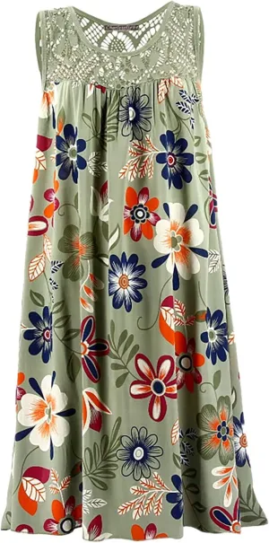 Women's Rompers Dressy Summer Casual Print Maxi Dress 2024 Loose Round Neck Short Sleeve Dresses Outfits, S-5XL