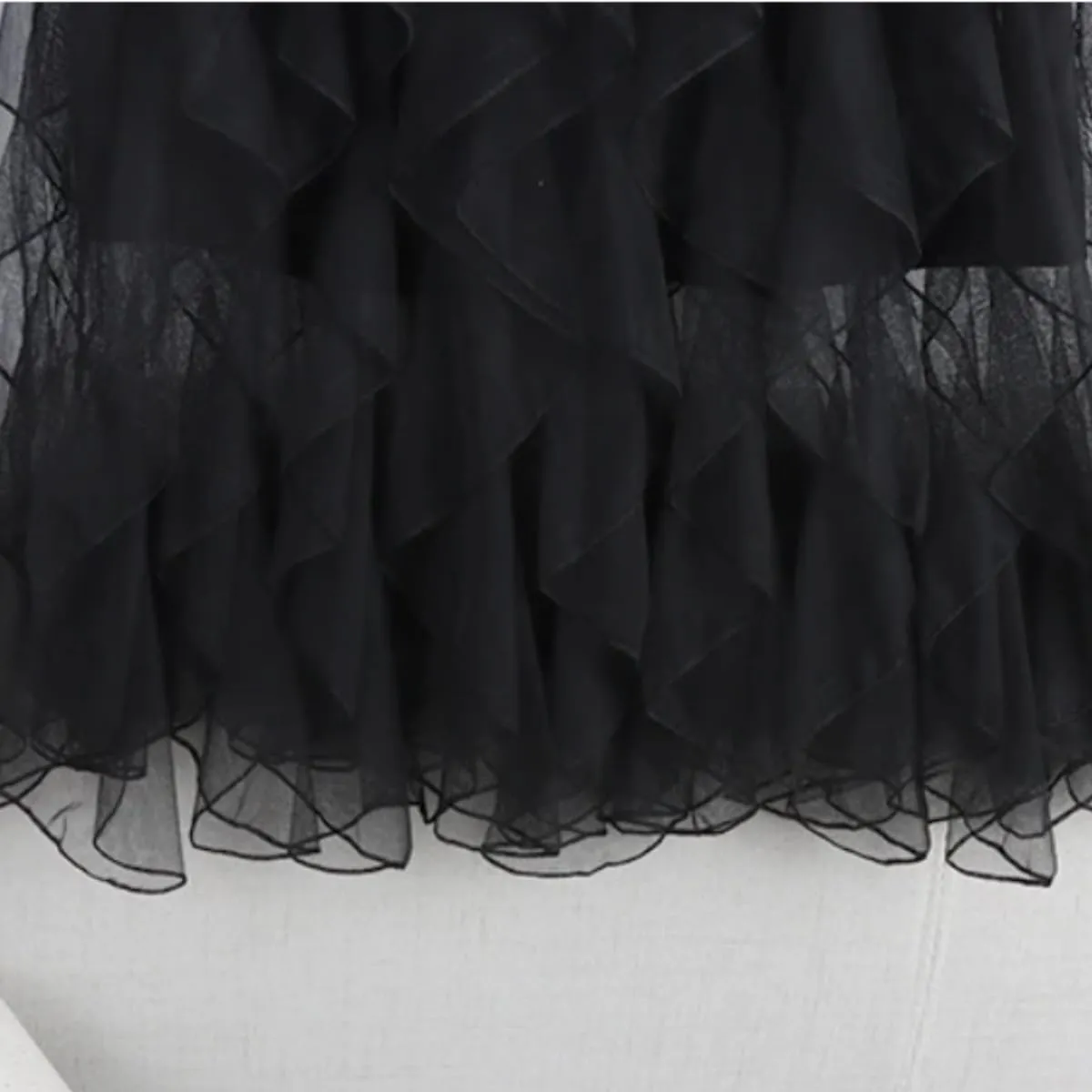 Women's Ruffled mesh Pleated midi Skirt, Elasticated high Waist Tulle Skirts