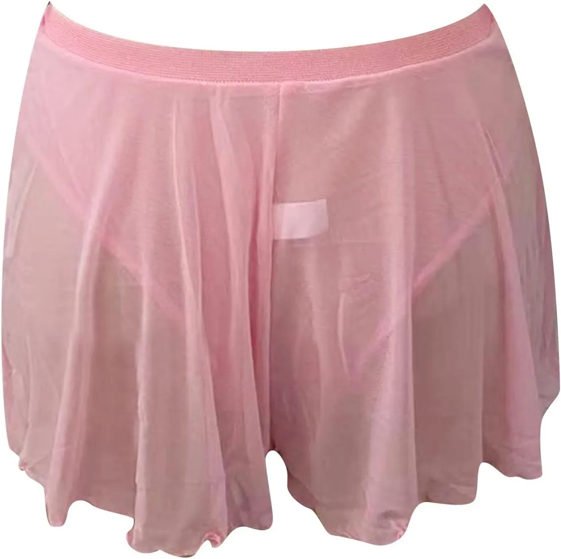Women's Sheer Mini Dress Shorts Sexy Lingerie High Waisted Tulle Skorts Soft Comfy Breathable Casual Nightwear Shorts