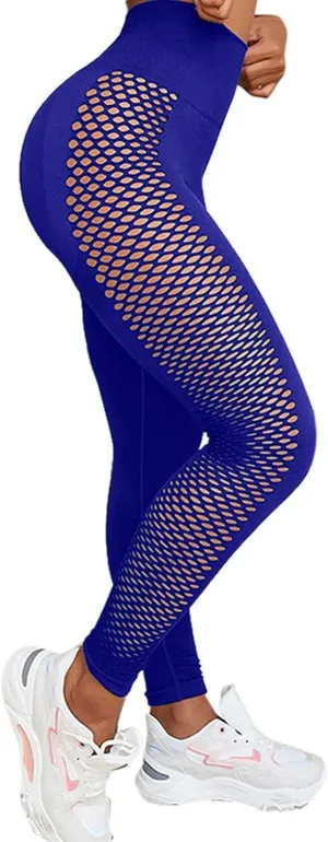 Women's Side Hollow Yoga Pants Elastic High Waist Stretch Breathable Leggings Trousers Workout Lattice Athletic Pants