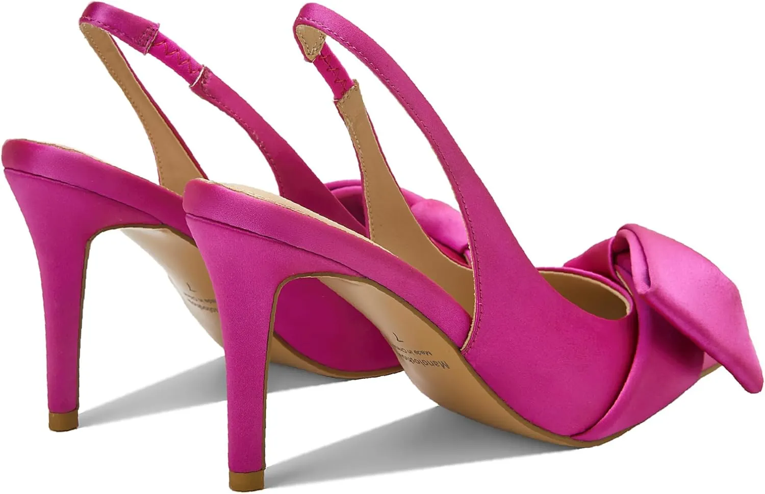 Women's Slingback Heels with Bow Leather Pointed Toe Pumps with Elasticated Strap 3.3" High Heels Evening Comfy Dress Shoes