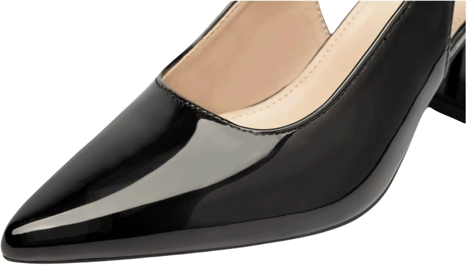 Womens Slingback Pumps with Ankle Strap, Block Chunky Heel Shoes Pointed Toe with Adjustable Buckle Strappy Heels Wedding Party Dress Shoes Work Pumps