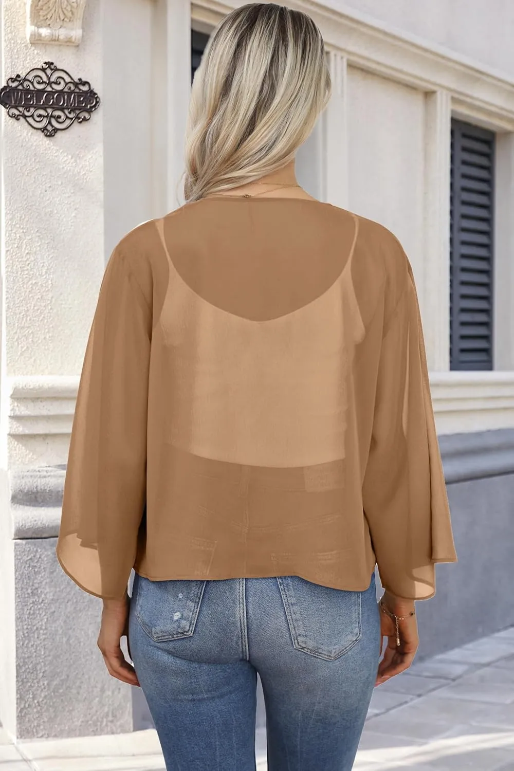 Womens Summer Tops Short Shrugs Kimono Cardigans Casual Chiffon Bolero Jackets