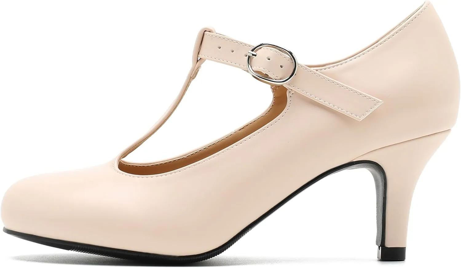 Women's T Strap Mary Jane Kitten Heel Pumps Round Toe Dress Office Work Shoes
