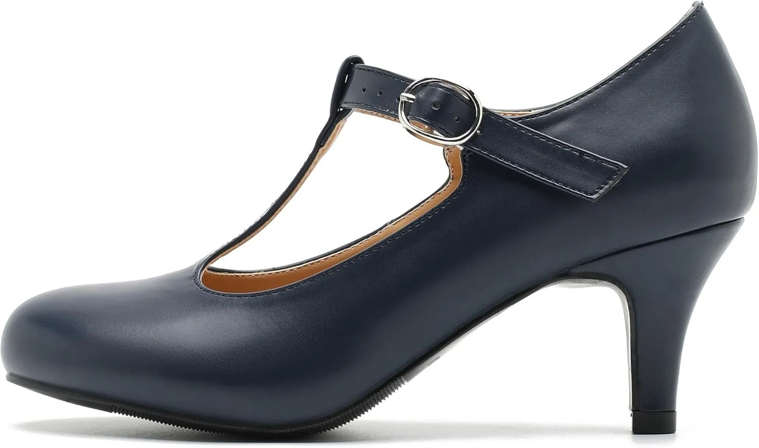 Women's T Strap Mary Jane Kitten Heel Pumps Round Toe Dress Office Work Shoes
