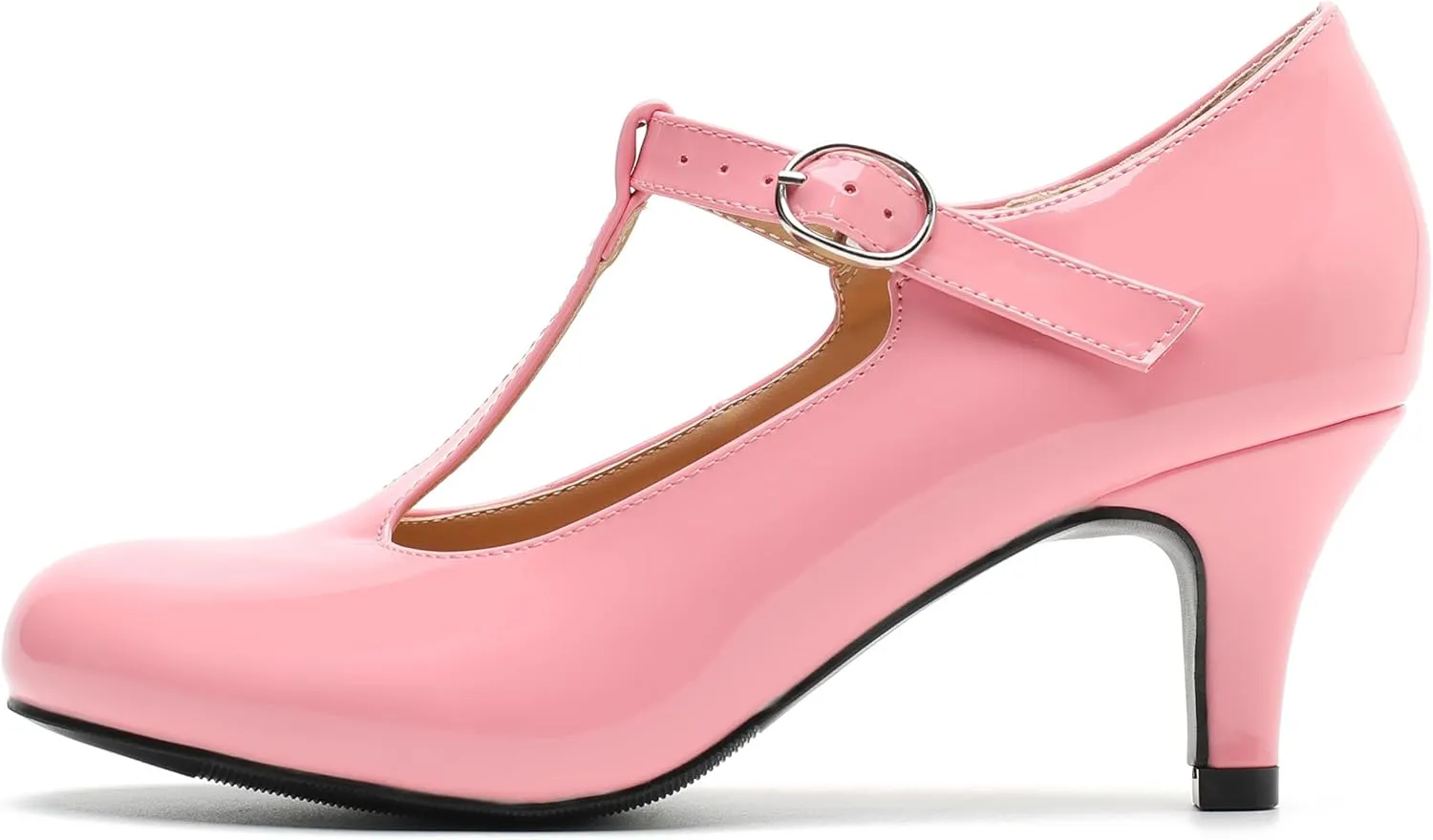 Women's T Strap Mary Jane Kitten Heel Pumps Round Toe Dress Office Work Shoes