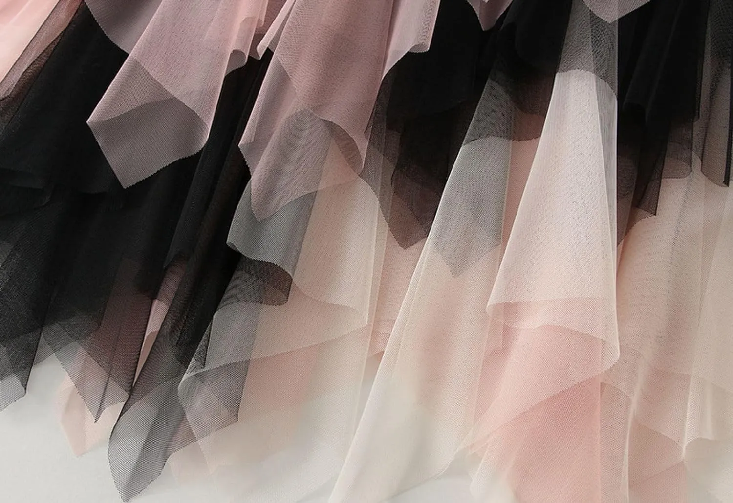 Women's Tulle Skirts Midi Long Fairy Skirt High Low Asymmetrical Hem Skirts Mesh Layered Tutu Skirt 2025 Fashion