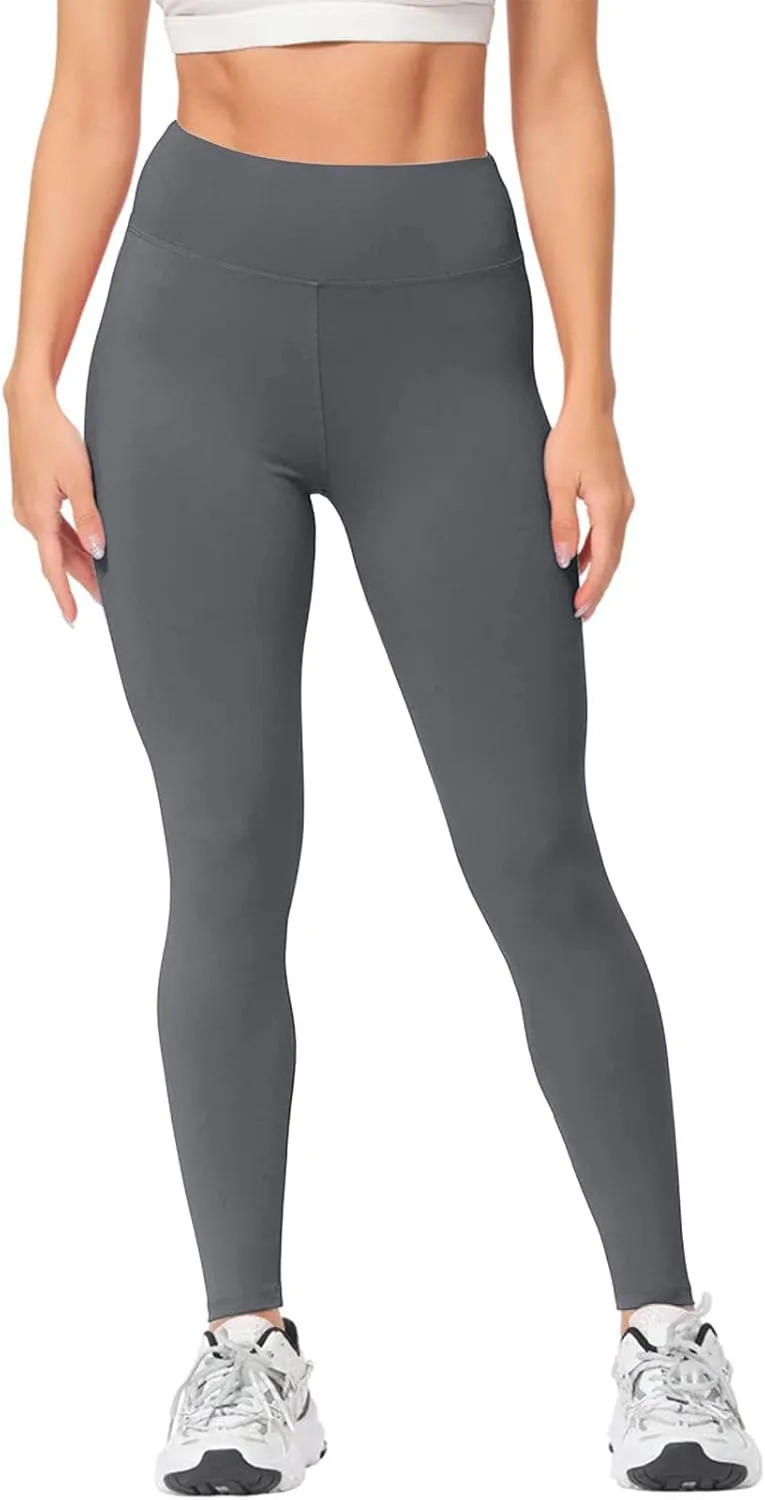 Women's Workout Yoga Pants Solid Color High Waist Stretch Leggings Trendy Slim Fit Running Athletic Trousers