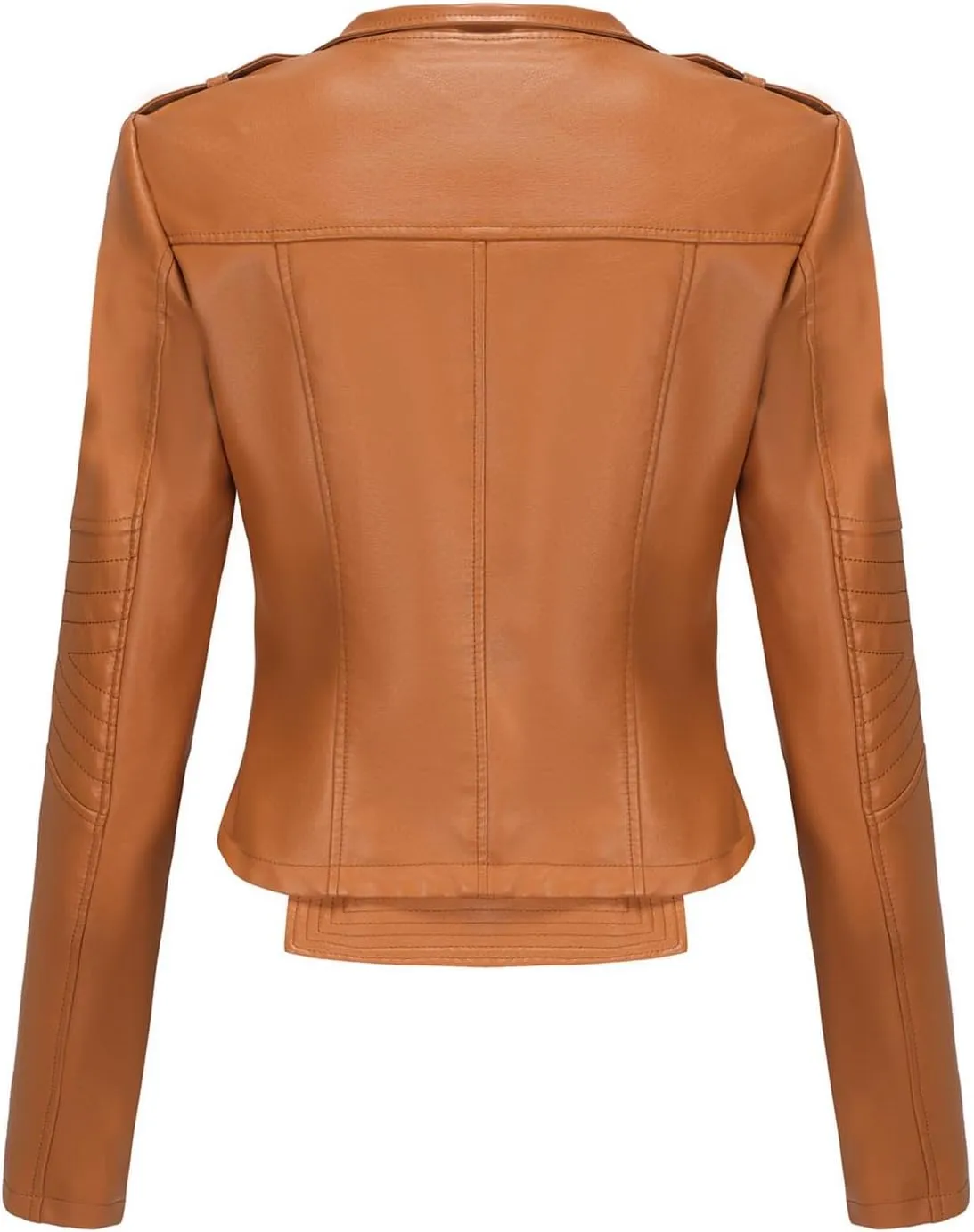 XUNRYAN Womens Faux Leather Jacket Moto Biker Short Coat Slim Fit Double Notch Lapel Zip Up Jacket 2024 Fashion Clothes