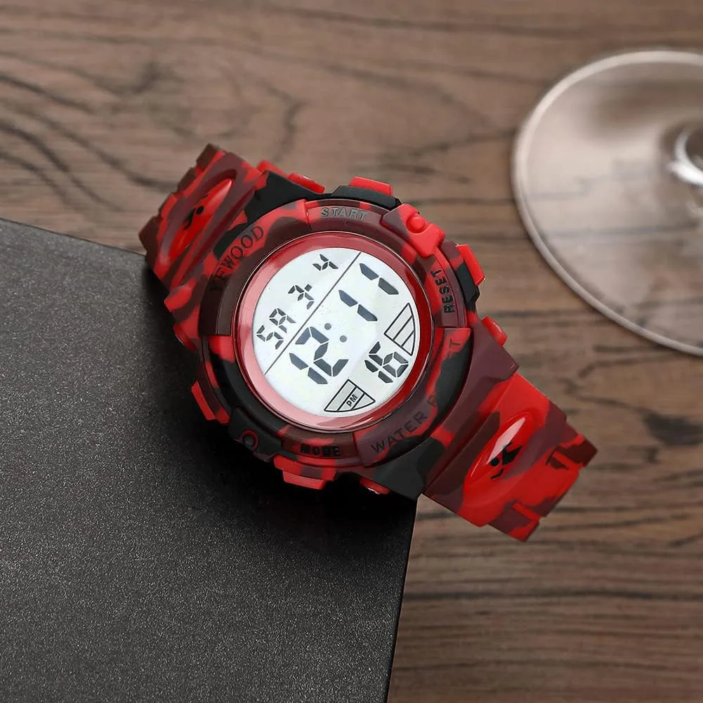 YFWOOD Kids Digital Watch Waterproof Outdoor Watches Children Casual Electronic Analog Quartz Wrist Watches with Silicone Band Luminous Alarm Stopwatch for Boys