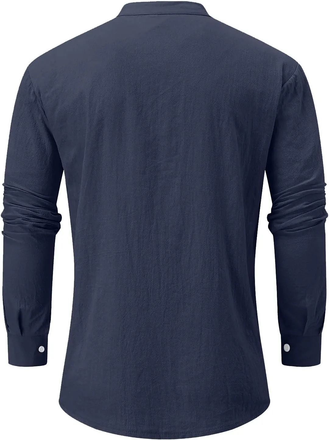 Ymosrh Button Down Shirt Men Solid Color Long Sleeve Shirts Loose Stand Collar Shirts Casual Button-Down Shirts