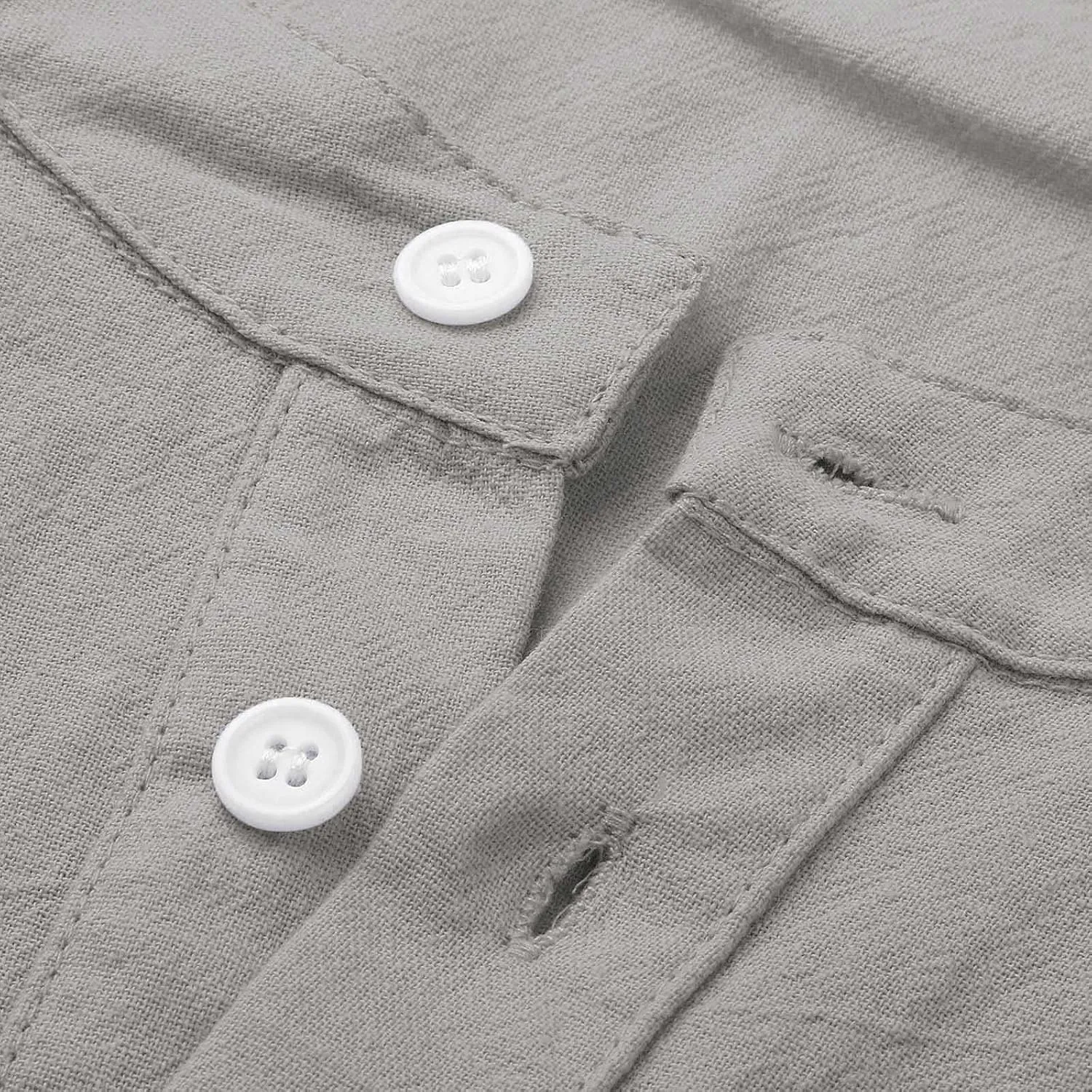 Ymosrh Men's Dress Shirts Cotton Linen Solid Color Long Sleeve Shirts Loose Stand Collar Shirts Mens Sleeved Shirt