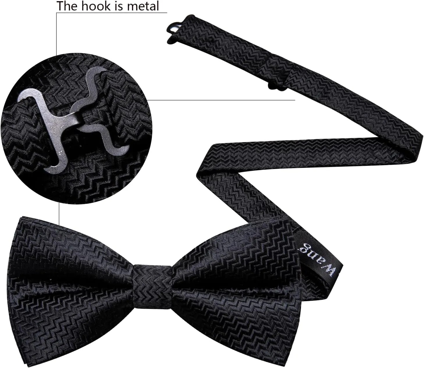 YOHOWA Mens Silk Bow Tie Pretied Bowtie with Gold Fashion Ring Pocket Square Cufflinks Luxury Box